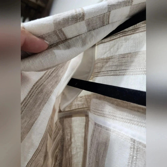 Chico's Linen Blend Striped One Button Shoulder Padded Blazer Large Career - Picture 4 of 6